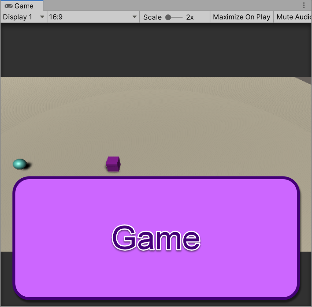 Unity's Game area, taken from iAm_ManCat's game development learning log