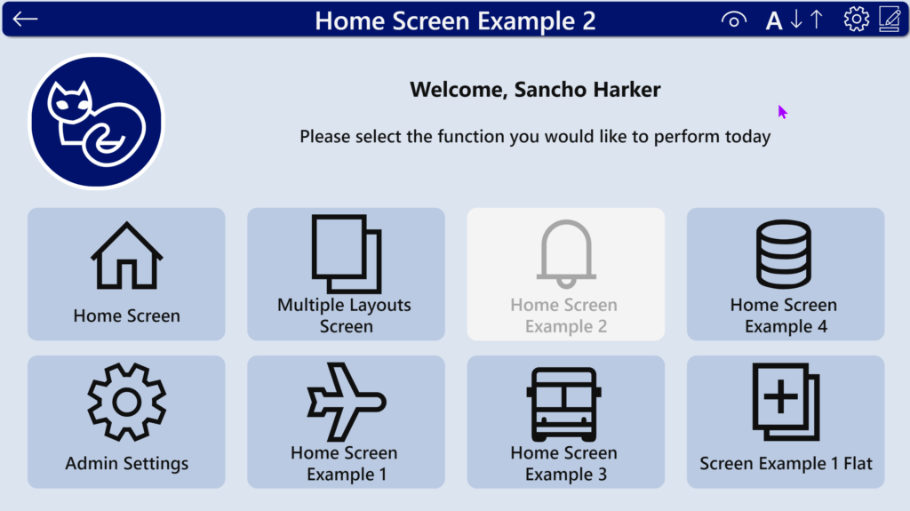 example home screen number 2 layout given in iAm_ManCat's Microsoft Power Apps branding template