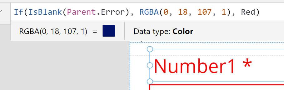 showing the color being changed based on whether there are any errors