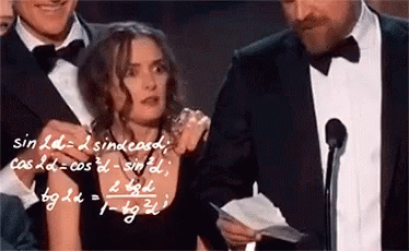 gif shows woman looking confused with math symbols overlaid on top.